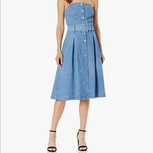 J.O.A. Women's Strapless Snap Button Down Belted Midi Dress size S. Like…